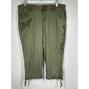 Sonoma Capri Pants Womens 10 Modern Fit Embroidered Casual Drawstring Cropped